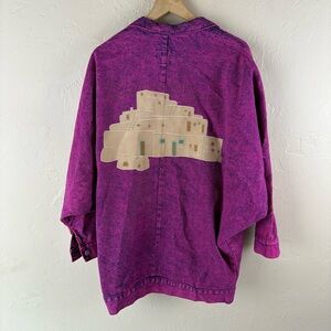 Denim Jean Jacket Pink Stonewashed Southwest Pueblo Taos Margaret Wasson Medium